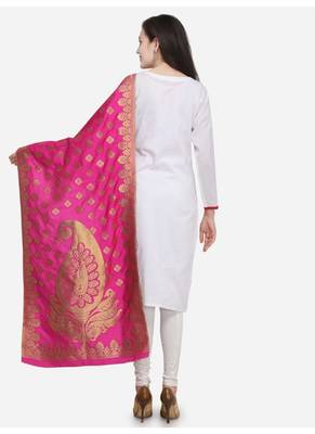 Rani Pink Banarasi Silk Women's Dupatta 2