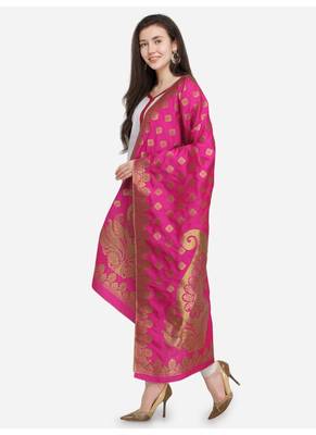 Rani Pink Banarasi Silk Women's Dupatta 3