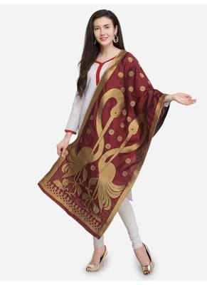 Maroon Banarasi Silk Women's Dupatta 1