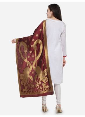 Maroon Banarasi Silk Women's Dupatta 2