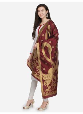 Maroon Banarasi Silk Women's Dupatta 3