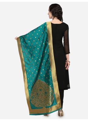 Turquoise Banarasi Silk Women's Dupatta 2
