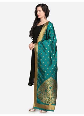 Turquoise Banarasi Silk Women's Dupatta 3