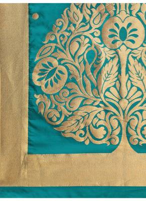 Turquoise Banarasi Silk Women's Dupatta 4