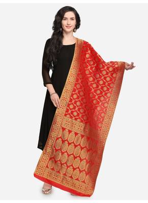 Red Banarasi Silk Women's Dupatta 1