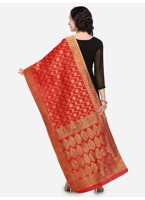 Red Banarasi Silk Women's Dupatta 2