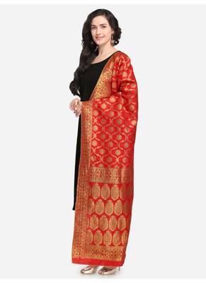 Red Banarasi Silk Women's Dupatta 3