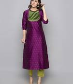 Violet woven art silk long kurti