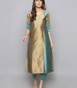 Grey woven art silk long kurti