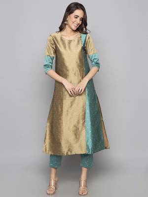 Grey woven art silk long kurti 2