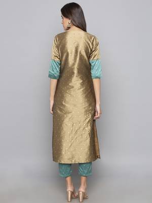 Grey woven art silk long kurti 3