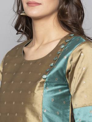 Grey woven art silk long kurti 5