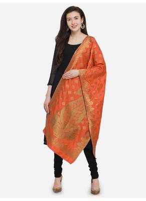 Orange Banarasi Silk Women's Dupatta 1