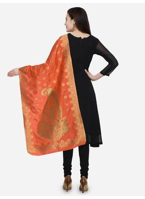 Orange Banarasi Silk Women's Dupatta 2