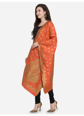 Orange Banarasi Silk Women's Dupatta 3