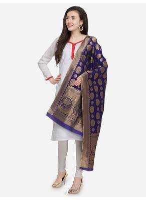 Purple Banarasi Silk Women's Dupatta 1