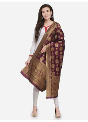 Magenta Banarasi Silk Women's Dupatta 1