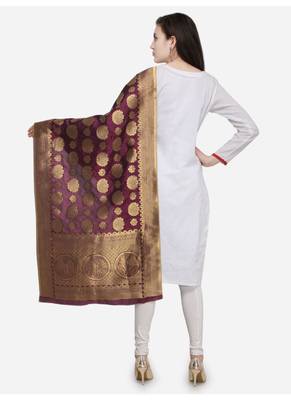 Magenta Banarasi Silk Women's Dupatta 2