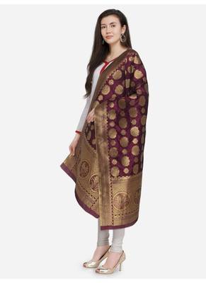 Magenta Banarasi Silk Women's Dupatta 3