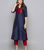 Grey woven art silk long kurti