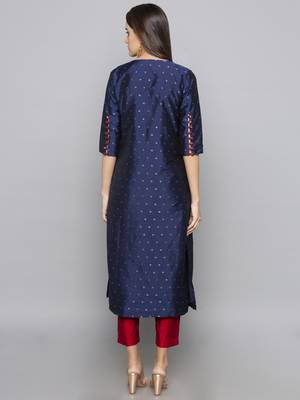 Grey woven art silk long kurti 3