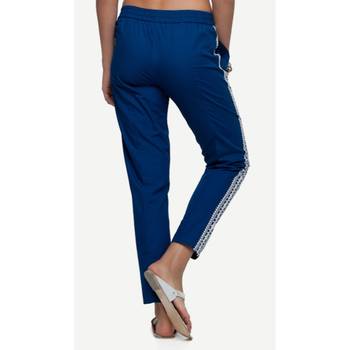 Poplin Blue Poplin Fabric Slim Fit Embroidered Cigarette Pants For Women's 4