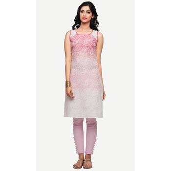 Cotton Pink Cotton Fabric Slim Fit Solid Cigarette Pants For Women's 1