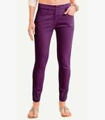 Cotton Wine Cotton Fabric Slim Fit Printed Cigarette Pants For Women's