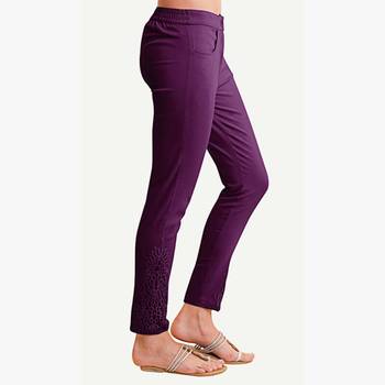 Cotton Wine Cotton Fabric Slim Fit Printed Cigarette Pants For Women's 2