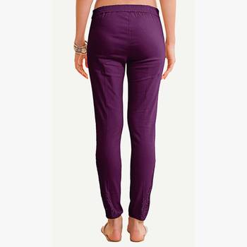 Cotton Wine Cotton Fabric Slim Fit Printed Cigarette Pants For Women's 3