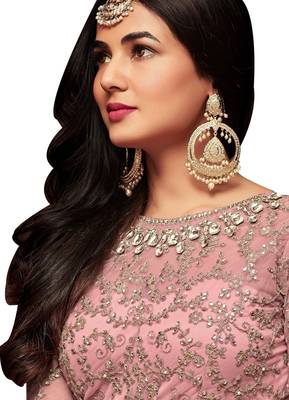 Pink embroidered net salwar 2