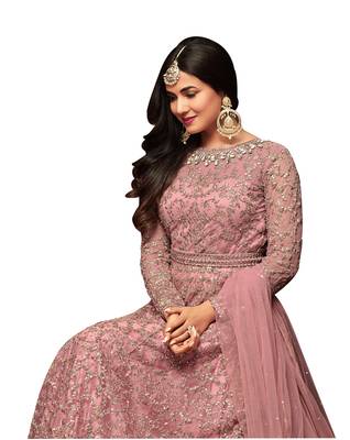 Pink embroidered net salwar 3