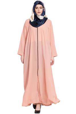 Peach plain kashibo abaya 1