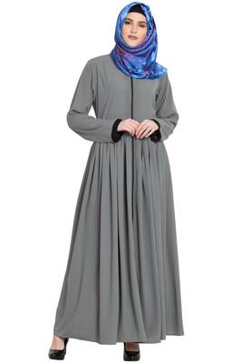 Grey plain kashibo abaya 1