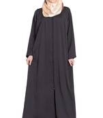  Dark Grey front open Nida Zipper abaya