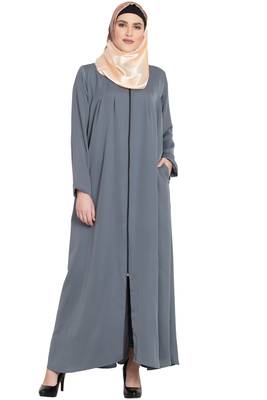 Grey plain nida abaya 1