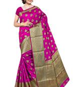 Magenta woven silk blend saree with blouse