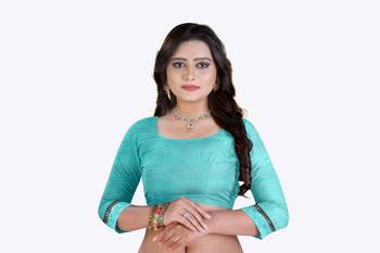 Blue woven art silk saree with blouse 2