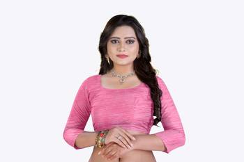 Pink woven art silk saree with blouse 2