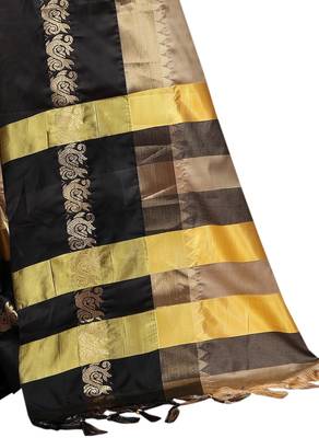 Multicolor woven cotton silk saree with blouse 4