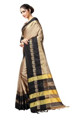 Multicolor woven cotton silk saree with blouse 5