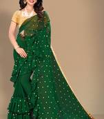 Green embroidered georgette saree with blouse