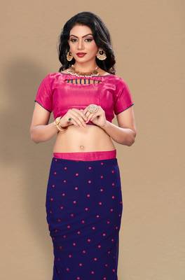 Blue embroidered georgette saree with blouse 4