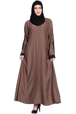 Stone Pink Designer Sleeves Nida abaya 1