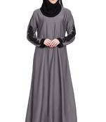 Grey Designer sleeves Nida abaya
