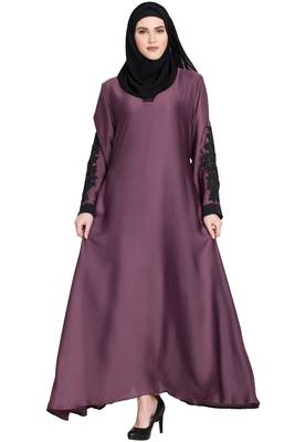 Purple plain nida abaya 1