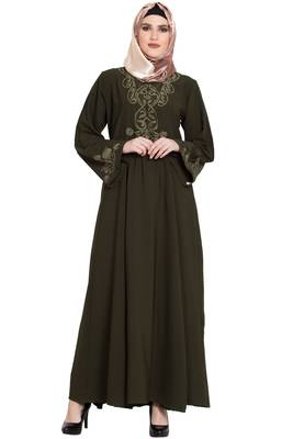 Green plain kashibo abaya 1