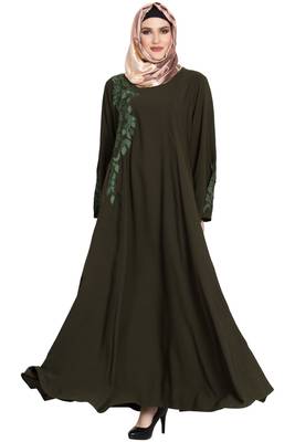 Green plain kashibo abaya 1