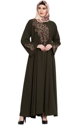 Green plain kashibo abaya 1