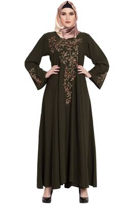 Green plain kashibo abaya 1